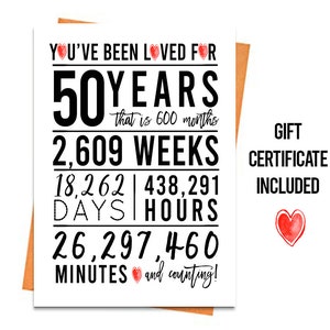Carte de 50e anniversaire, carte d'anniversaire imprimable, imprimés 50e anniversaire, carte de voeux imprimable, 50e anniversaire rouge, certificat de 50e anniversaire