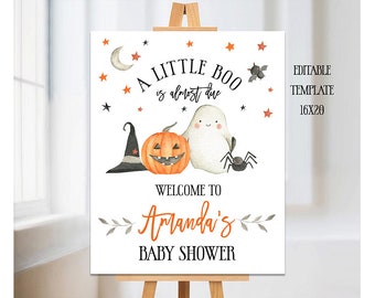Editable Halloween Party Welcome Sign, Printable Halloween Welcome Sign, Halloween Welcome Template, Little Boo Baby Shower Welcome Sign