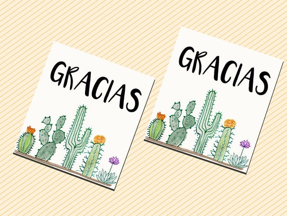 Thank You Tags, Spanish Gracias Tags, Cactus Thank You Tags, Cactus Thank  You, Printable Thank You, Succulent Thank You, Cactus Shower Favor - Etsy