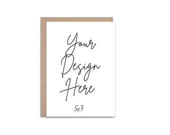 Minimal 5x7 and 7x5 Greeting Card Mockup With Portrait and Landscape Kraft Envelope, PSD file and JPEG Digital Mock-up Download