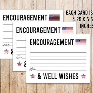 Militärische Ermutigung und gute Wünsche Karte, Boot Camp abschicken, amerikanische Flagge, 4,25 x 5,5 druckbare Ratschlagkarte, Going Away Party Karten
