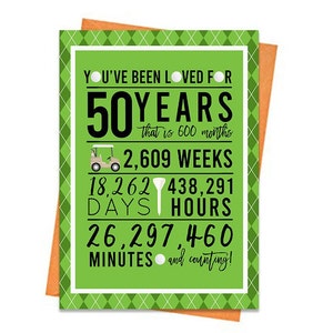 Tarjeta de cumpleaños número 50 de golf, tarjeta de cumpleaños imprimible, imprimibles de cumpleaños número 50, imprimibles de tarjetas de felicitación, cumpleaños número 50 de golf, cumpleaños de golf número 50