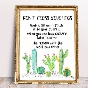 Don’t Cross Your Legs Shower Game, Fiesta Don&#39;t Cross Your Legs Game, Clothespin Game, Printable Baby Shower Games, Legs Crossed Game