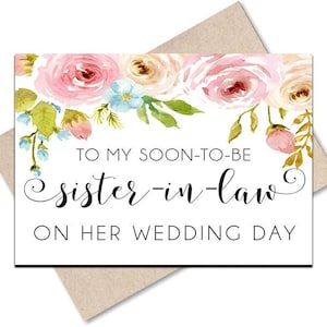 À ma belle-sœur le jour de son mariage carte, carte de mariage belle-sœur, bientôt belle-sœur, pour ma belle-sœur, imprimable à la sœur
