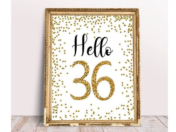 Hello 36 Sign, Cheers to 36 Years, 36th Birthday Sign, 36th Anniversary  Sign, Gold 36th Birthday Party Decoration, Birthday décor, gold 36