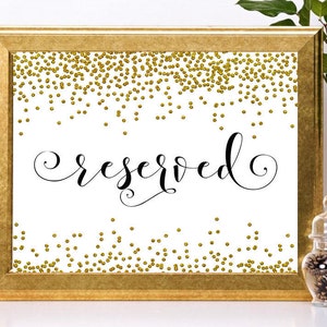 Shower Signs, Wedding  Signs, Gold Reserved Sign, Reserved Sign, Printable Reserved Sign, Printable Reserved Sign, Elegant Wedding Signs