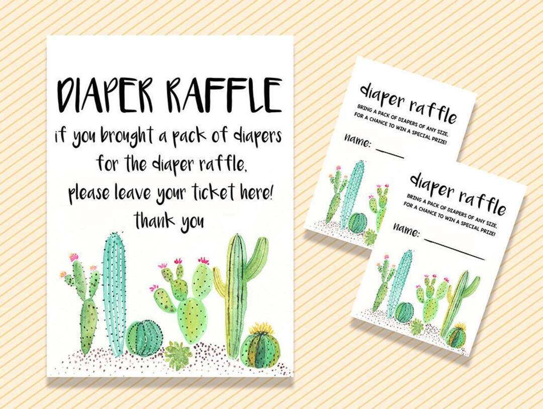 Baby Shower Games, Baby Shower Diaper Raffle, Cactus Diaper Raffle ...