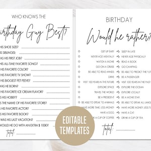 Quanto conosci il festeggiato, Chi conosce meglio il festeggiato, Quiz di compleanno, Gioco per la festa di compleanno del ragazzo, Preferirebbe stampabile