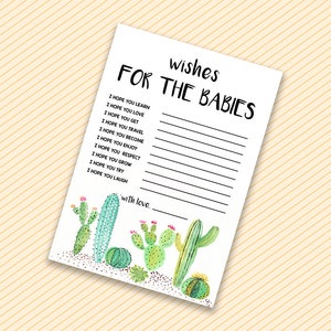Baby Shower Games, Wishes For The Babies, Printable Fiesta Baby Shower Game, Succulent Wishes For Baby, Twin Baby Shower Wishes For Babies