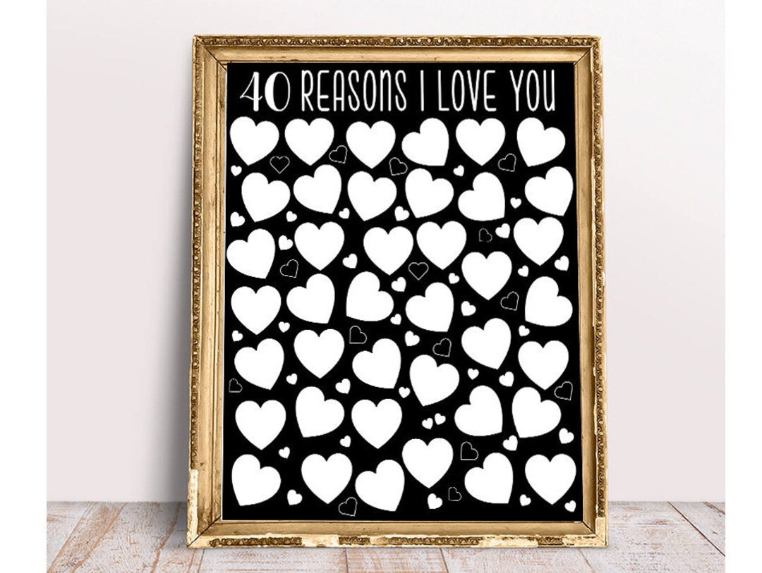 40 Reasons I Love You, 11x14, 11x17, 16x20, 18x24, 20x30, Gift for Her ...