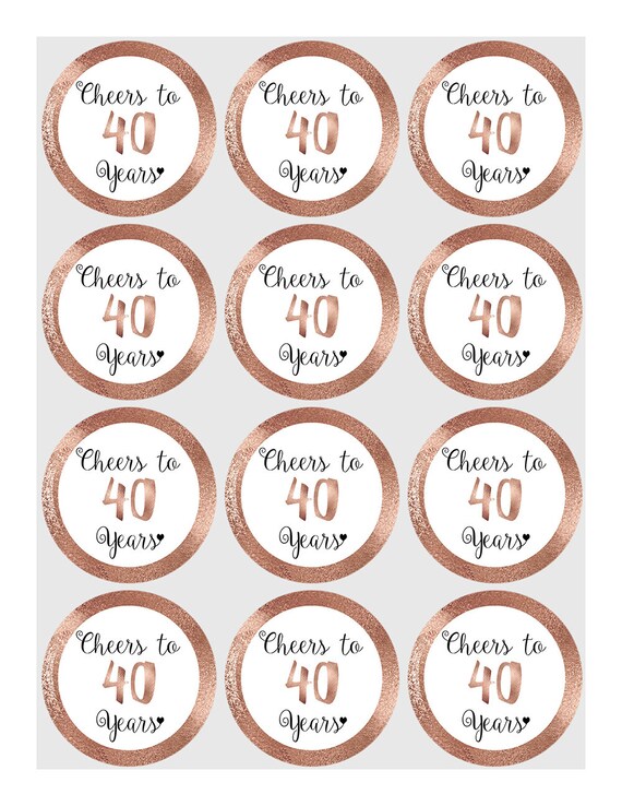 Cupcake-Topper Zum 40. Geburtstag – 24 Stück, Glitzer-Design 'Hello 40', Roségold (nicht Essbar)