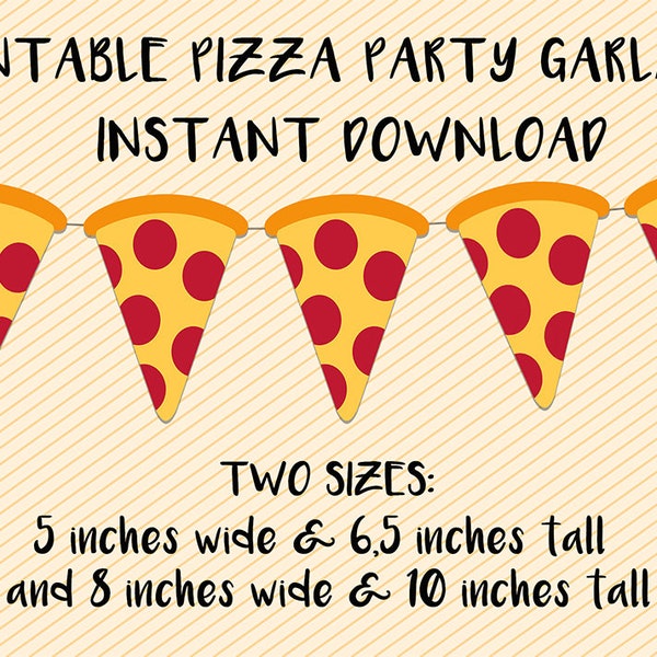 Pizza party banner, Pizza Party Garland, Printable birthday bunting, Pizza garland, Italian Party Garland, Italian Party Decoration, files