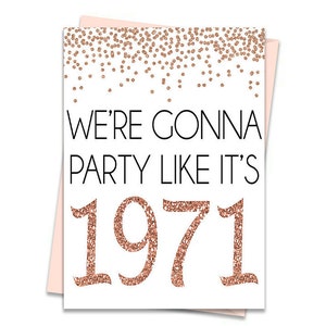Rose Gold 50th Birthday Card, Printable Birthday Card, 50th Birthday Printables, Greeting card printables,  50th birthday, 50th printables