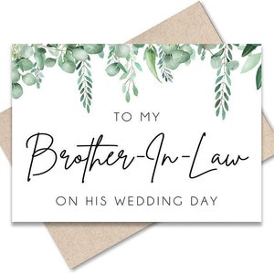 À mon beau-frère le jour de son mariage Cadeau de mariage Carte de mariage pour beau-frère Cartes de mariage pour le marié Carte imprimable Verdure de mariage
