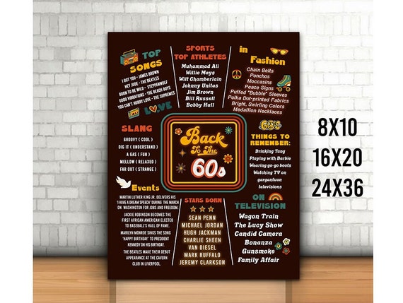 Back to the 60s Sign Printable 60s Party Decor Decades - Etsy India