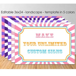 Editable Carnival Party Sign, 36x24, Printable Circus Welcome Sign, Carnival Birthday Templates, Custom Circus Party Sign, Carnival Bundle
