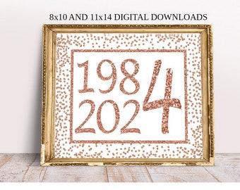 Rose Gold 40th Birthday, Cheers to 40 Years, 40th Birthday Sign, 40th Anniversary, Rose Gold Birthday Sign, Happy 40th Birthday, 1984 decor