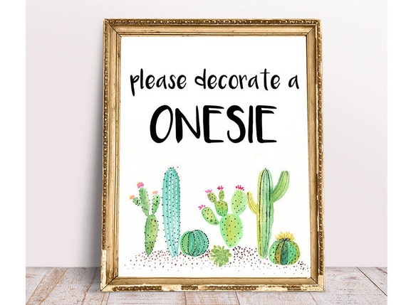 Baby Shower Signs Succulent Decorate A Onesie Cactus Onesie Etsy