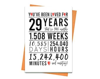 29th Birthday Card, Printable Birthday Card, 29th Birthday Printable, Greeting card printables, red 29th birthday, 29th heart birthday print