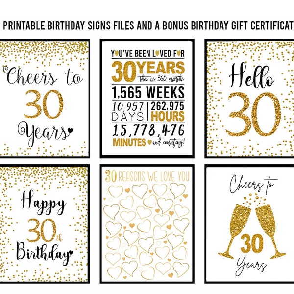 Gold 30th Birthday Signs - Etsy