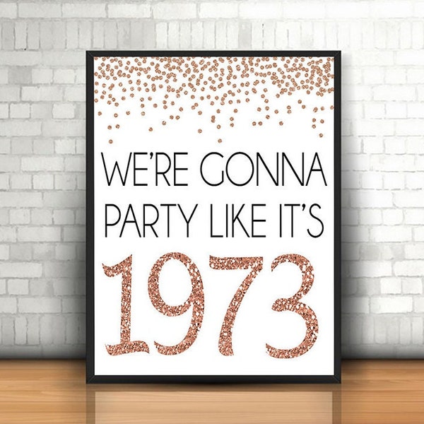 Rose Gold 50th Birthday Sign, Cheers to 50 Years, Happy 50th Birthday, 1973 Birthday Sign, 1973 Anniversary Sign, Party Decoration, 1973