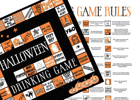 Halloween Drinking Board Game Printable Drinking Board Game - Etsy