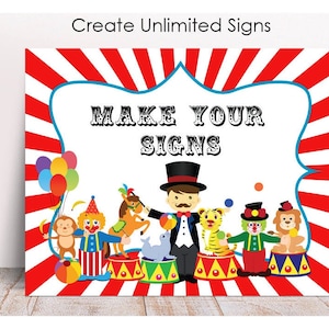 Editable Circus Party Sign, Printable, Carnival Animals Decor, Circus Birthday Decoration, Instant Carnival Party Decor, Circus Classroom