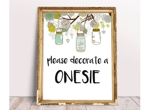 Baby Shower Signs Mason Jar Decorate A Onesie Maso Jar Etsy