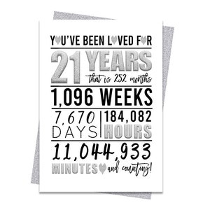 Silber 21. Geburtstagskarte, druckbare Geburtstagskarte, 21. Geburtstag Printables, Grußkarten Ausdrucke, Silber 21. Geburtstag, 21. Herz