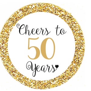Cheers to 50 Years Cupcake Toppers, Happy Birthday favor tags, 50th Birthday Party Decor, Funny Birthday Decorations, Milestone Birthday