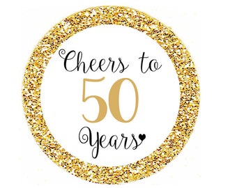 Cheers to 50 Years Cupcake Toppers, Happy Birthday favor tags, 50th Birthday Party Decor, Funny Birthday Decorations, Milestone Birthday