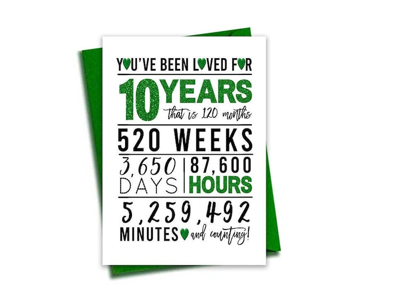 Green 10th Birthday Card Printable Birthday Card 10th - Etsy
