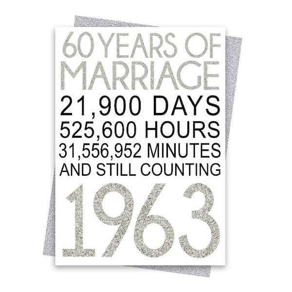 Silver 60th Wedding Anniversary Card, PRINTABLE Anniversary Card, 60th Anniversary Printables, Greeting card printables, silver 60th card