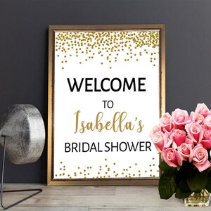 Bridal Shower Welcome Sign, Gold Welcome Sign, Confetti Welcome, Shower Welcome, Gold Shower Sign, Printable Shower Welcome, Gold Confetti