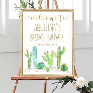 Custom Fiesta Wecome, Fiesta Theme, Gold Welcome, Succulent Welcome, Bridal Shower Welcome, Fiesta Shower Sign, Cactus Engagement