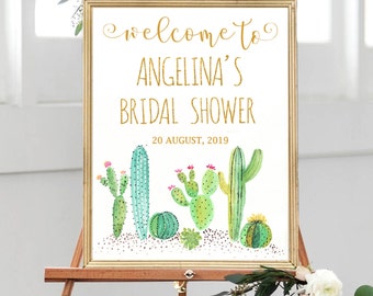 Custom Fiesta Wecome, Fiesta Theme, Gold Welcome, Succulent Welcome, Bridal Shower Welcome, Fiesta Shower Sign, Cactus Engagement