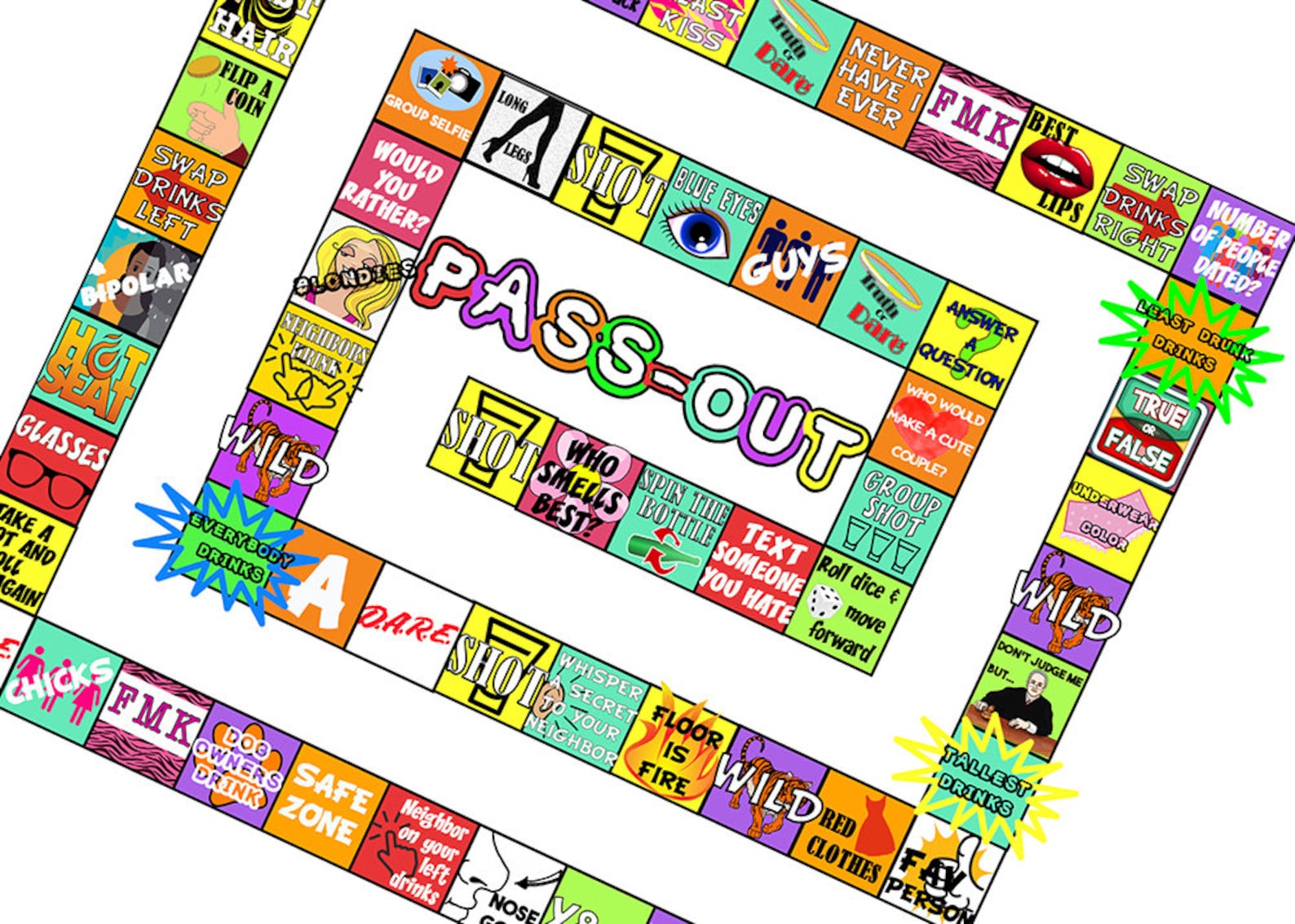 Drinking Board Game Printable Drinking Board Game Black Out Etsy