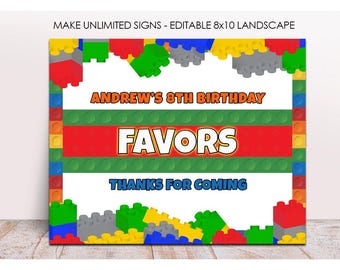 Editable Building Blocks Party Sign, Printable, Building Blocks Sign, Boys Birthday Decor, Instant Blocks Party Decor, Building Bocks Gift