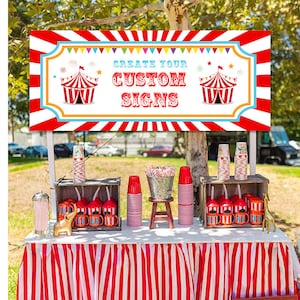 Editable Carnival Party Sign, 29.5x12.3, Printable, Circus Tent Poster, Circus Birthday Decor, Instant Carnival Party Decor, Gift, Template