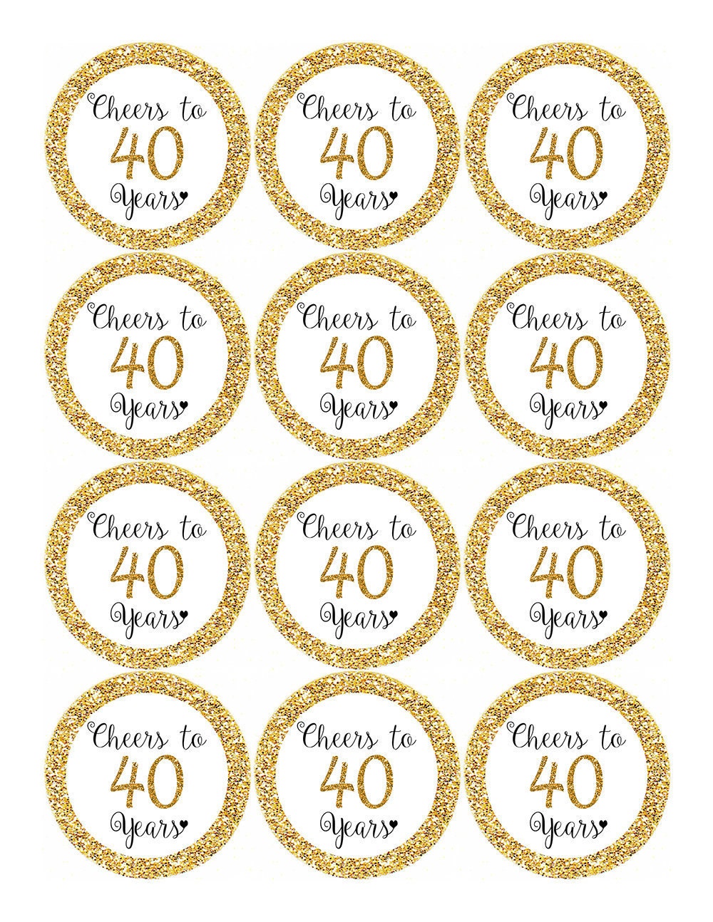 Cheers to 40 Years Favor tags Happy Birthday favor tags 40th | Etsy