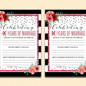 Printable anniversary party sheets - Ruby Red Game - 40th anniversary -Ruby Red Anniversary - 40th wedding anniversary game - printable
