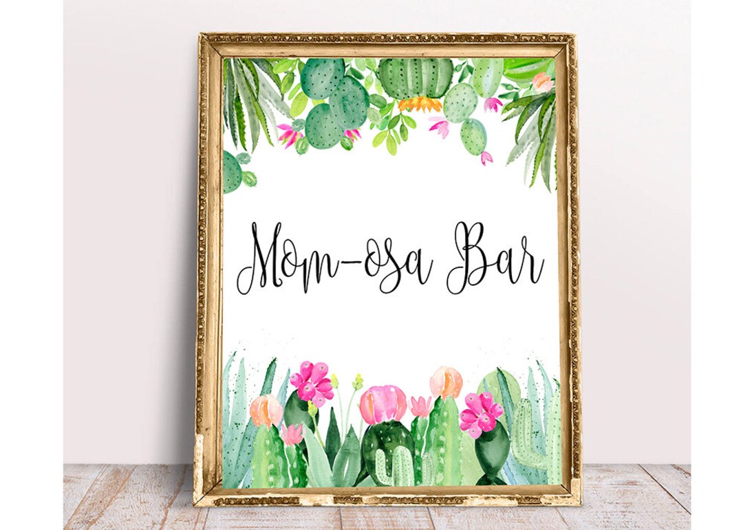 Momosa Bar, 8x10, Printable Momosa Bar, Fiesta Baby Shower, Cactus ...