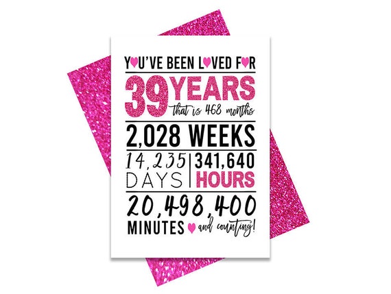 39. Geburtstag Kuchendekoration – Glitzer-Herz Zahl 39, Pink & Silber