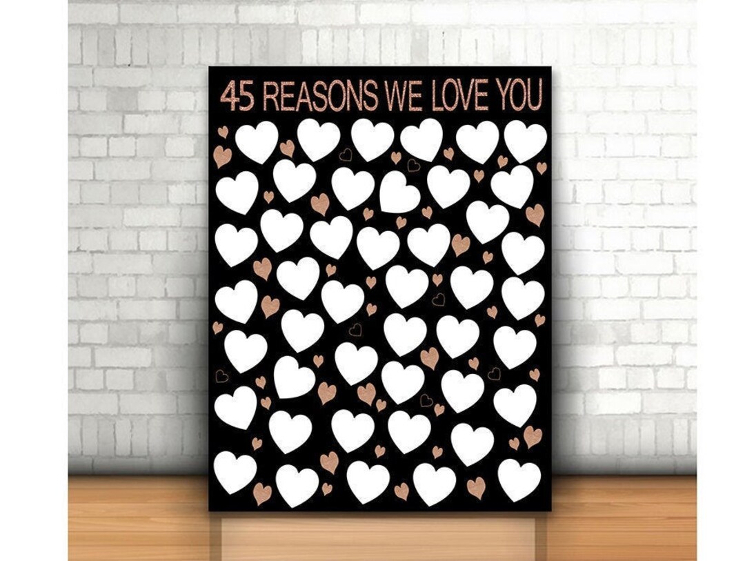 Rose Gold 45 Reasons We Love You, 8x10, 11x14, 11x17, 16x20, 18x24 ...
