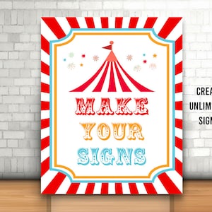 Editable Carnival Party Sign, Printable, Circus Tent Canopy, Circus Birthday Decoration, Instant Carnival Party Decor, Circus Canopy, Corjl