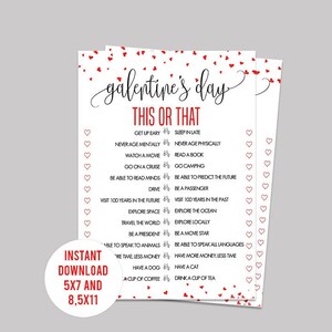 Galentines Day Questo o quel gioco, Stampabile, Galentines Day Party Game, Gioco per adulti San Valentino Party, Ladies Night Games, File istantanei