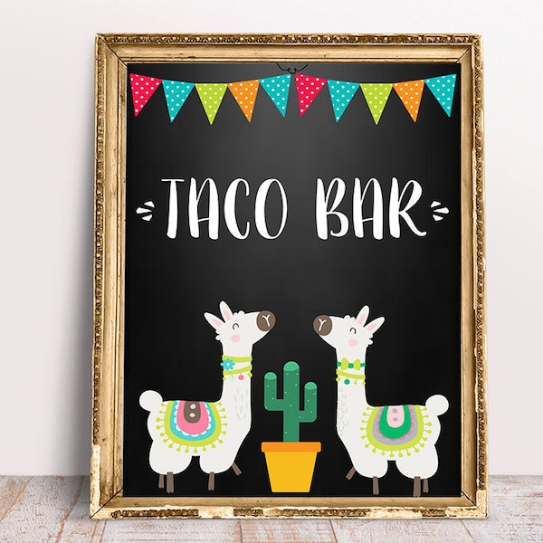Taco Bar, Taco Bar sign, Mexican Bridal Shower, Spanish baby shower, Llama Taco Bar, Alpaca Taco Bar, Fun Shower Signs, Printable Taco Bar