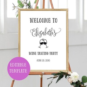 Editable Wine Tasting Party Welcome, Printable Wine Tasting Template. Wine Tasting Birthday Party, Girls Night, bachelorette, date night