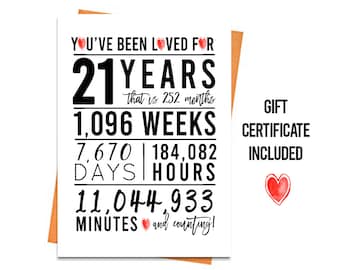 21st Birthday Card, Printable Birthday Card, 21st Birthday Printables, Greeting card printables, red 21st birthday, 21st gift certificate