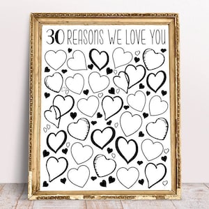 30 Reasons We Love You, 8x10, 11x14, 16x20, Birthday Gift For Her, Gift for Him, birthday gift, printable 30 reasons, 30 Reasons We Love You